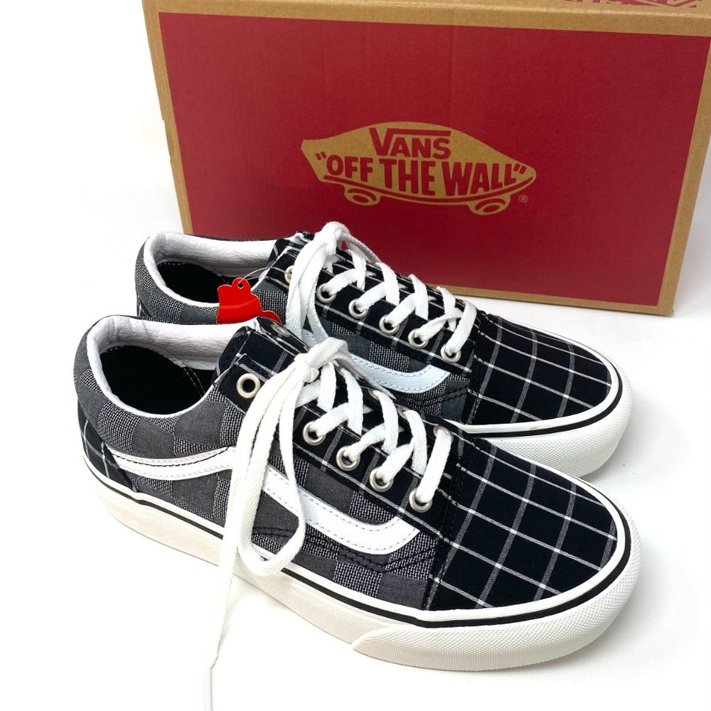 VANS Old Skool Platform Woven Check Black Gray Shoes Women's Size VN0A3B3U1AW - Picture 2 of 10